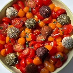 Spiced Labneh Balls &amp; Marinated Tomatoes
