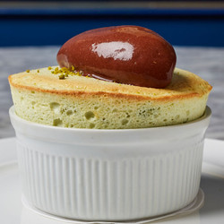 Pistachio Soufflé With Chocolate Sorbet