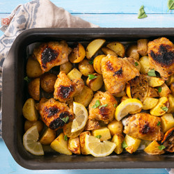 Greek Sheet Pan Chicken With Lemon And Potatoes
