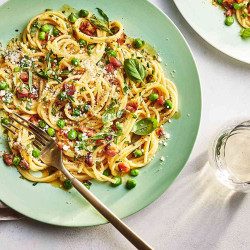 Ham Carbonara With Peas