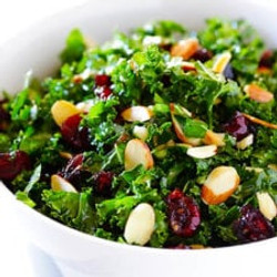 Kale Salad With Warm Cranberry Almond Vinaigrette
