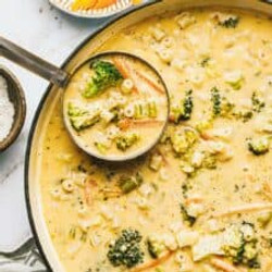 Broccoli Cheddar Noodle Soup
