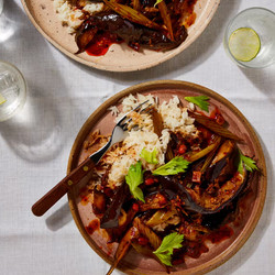 Chilli braised aubergine and celery, AKA Ben Benton strikes again