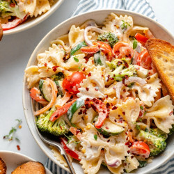 Vegan Pasta Primavera With Creamy Garlic Cashew Sauce (Made)