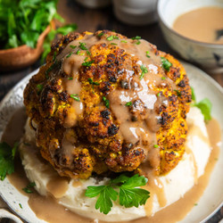 The Best Whole Roasted Cauliflower With Whipped Mashed Potatoes