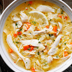 Healthy Lemon Chicken Soup With Orzo Pasta