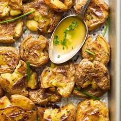Garlic Chive Smashed Potatoes