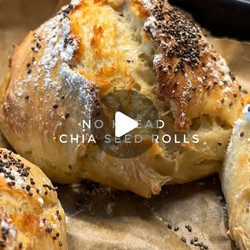 No Knead Chia Seed Crusty Bread Rolls