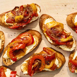 Peperonata Agrodolce With Whipped Feta Toast