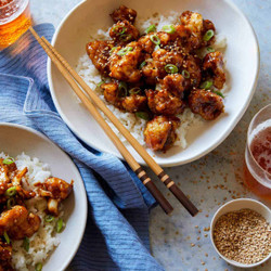Honey-garlic Cauliflower Over Steamed Rice
