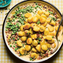 Pan-fried Gnocchi In Creamy Tarragon Sauce And Peas