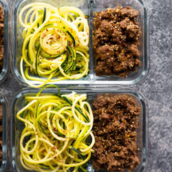 Sesame Ginger Beef + Zucchini Noodles