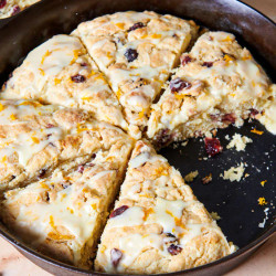 Cranberry-Orange Scones in a Cast Iron Skillet