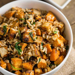 Tofu Sweet Potato Bowl With Tahini Sauce