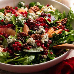 Pomegranate Salad - With Spinach, Kale, Honey Walnuts &amp; Pomegranate Dressing