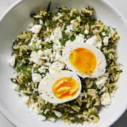 Spanakorizo With Jammy Eggs