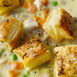 Creamy Chicken Pot Pie Soup With Spiced Puff Pastry Biscuits