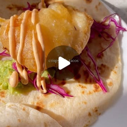Fish Tacos With Pickled Red Cabbage, Sriracha Mayo And Guac