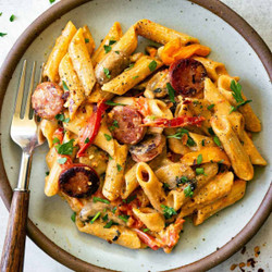 One Pot Creamy Cajun Sausage Pasta