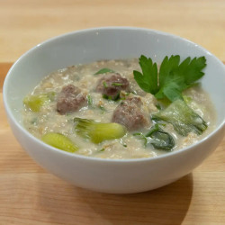 Savory Oatmeal With Meatballs