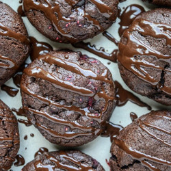 Double Chocolate Chunk Raspberry Stuffed Cookies