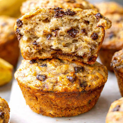 Healthy Banana Chocolate Chip Muffins With Oats And Greek Yogurt