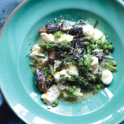 Ricotta Gnocchi With Asparagus, Peas, And Morels