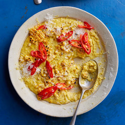 Creamed corn cacio e pepe with toasted corn and pickled chillies - mains sides guardian