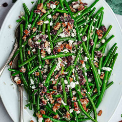 Green Beans With Pecan Cranberry Feta Crumble
