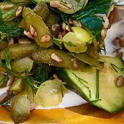Cucumber And Grape Salad With Dill, Gherkins And Garlicky Yoghurt
