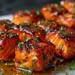 Honey Butter Garlic Glazed Salmon Bites
