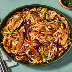 Sweet &amp; Spicy Pork Chop Lo Mein With Cabbage &amp; Scallions
