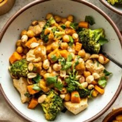 Thai-inspired Chicken Sweet Potato Peanut Bowl Recipe