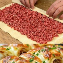 Savory Puff Pastry With Minced Meat And Cheese
