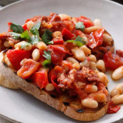 White Beans And Spicy Chipotle Tomatoes On Toast