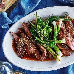 Soy Sauce–marinated Grilled Flank Steak And Scallions