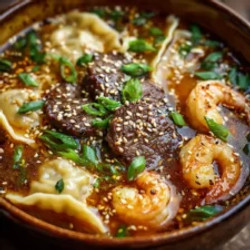 Spicy Steak &amp; Shrimp Wonton Soup
