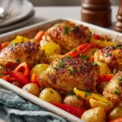 One-pan Roasted Chicken Thighs With Veggies &amp; Potatoes