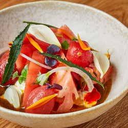 Tomato Salad With Spiced Ricotta And Curry Oil