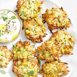 Air Fryer Zucchini, Corn And Haloumi Fritters Recipe