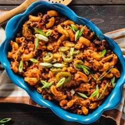 Chili Mac With Red Beans And Pickled Jalapeños