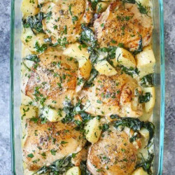 Chicken And Potatoes With Garlic Parmesan Cream Sauce