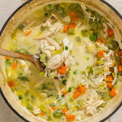 Creamy Leek, Chicken, And Rice Soup