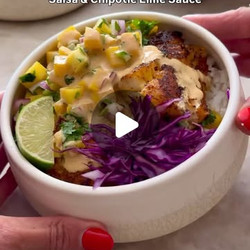 Fish Taco Bowls With Mango Salsa &amp; Chipotle Lime Sauce