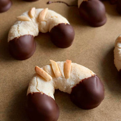 Chocolate Dipped Almond Horn Cookies