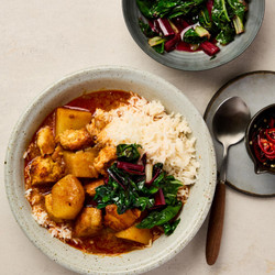Massaman Tofu And Potato Curry With Rainbow Chard - vego
