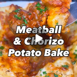 Meatball &amp; Chorizo Potato Bake