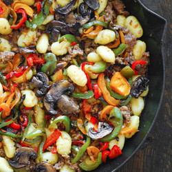 Spicy Italian Sausage Gnocchi With Mushrooms And Bell Peppers