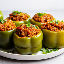 Stuffed Green Pepper With Spanish Rice And Lentils