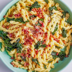 Parmesan And Pancetta Pasta With Kale